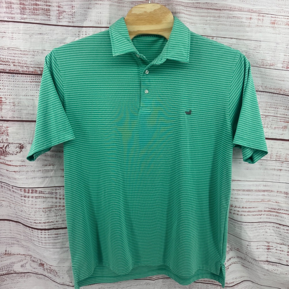 Southern Marsh Polo Shirt  Mens Xl Green White Striped Performance Casual Preppy
